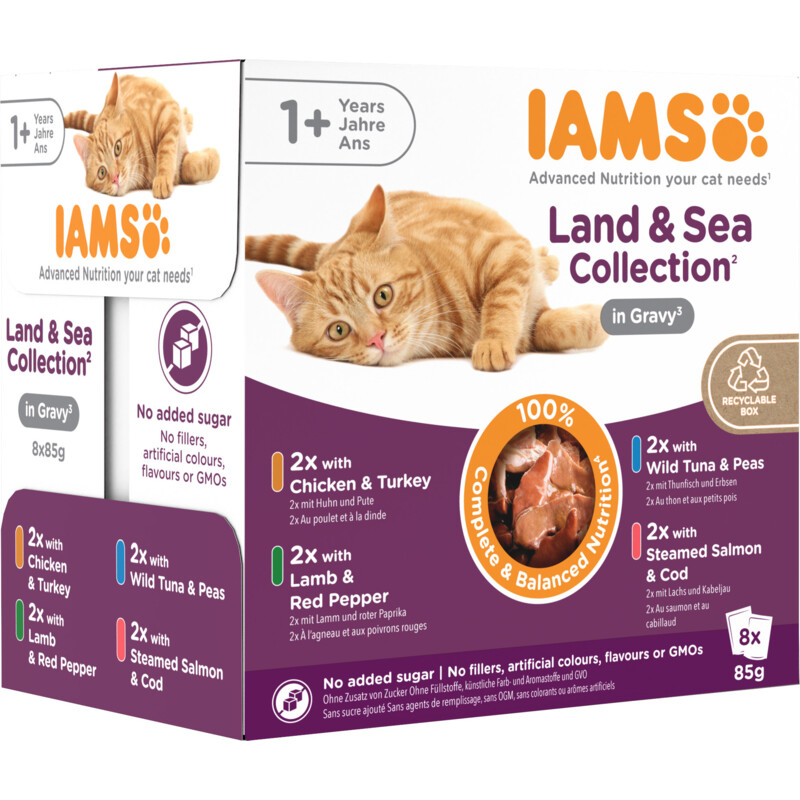 Een afbeelding van IAMS Delights adult 1+ land & sea collection