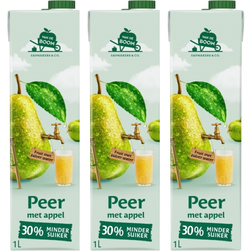 Een afbeelding van Van de Boom Perensap met appel 3-pack