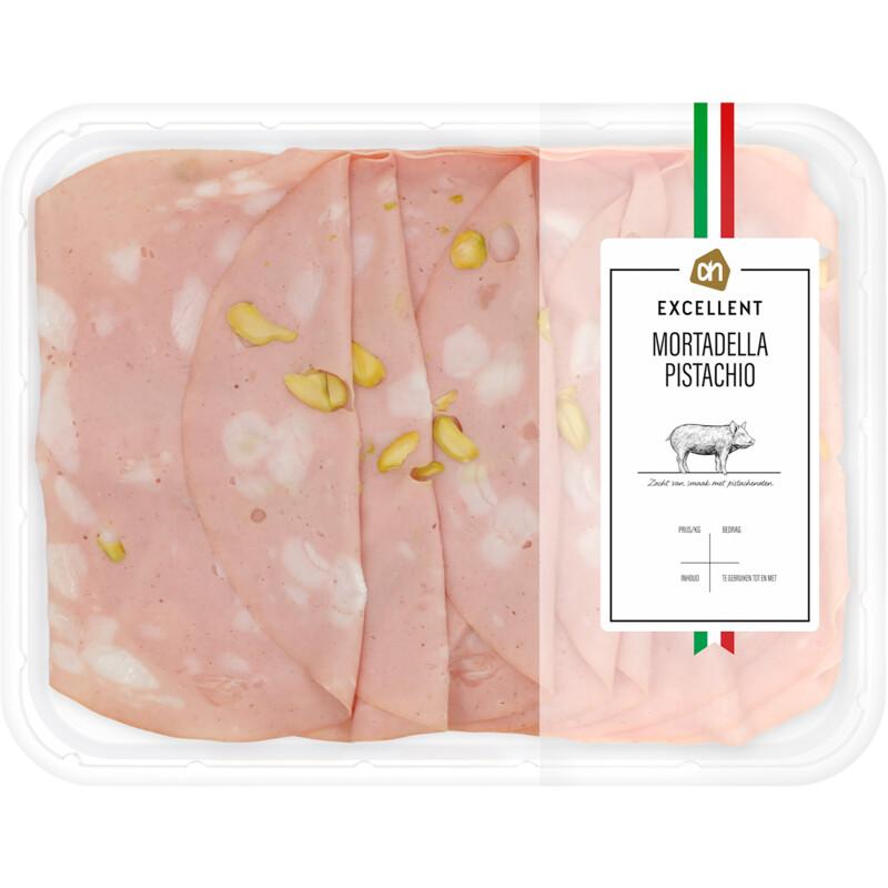 Een afbeelding van AH Excellent Mortadella pistache