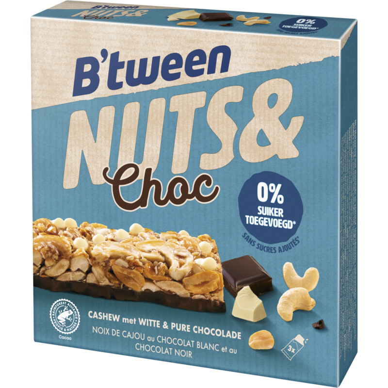 Een afbeelding van Hero B'tween nuts&choc cashew met chocolade