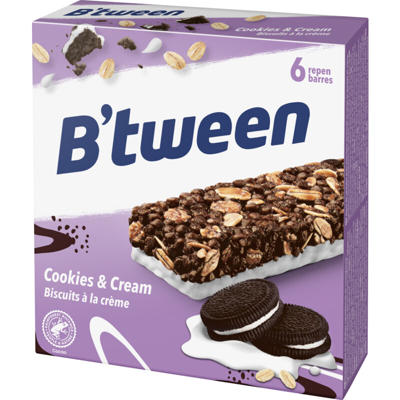 Een afbeelding van Hero B'tween mueslireep cookies & cream