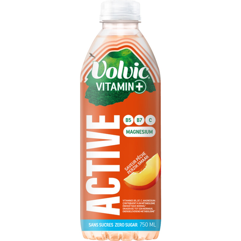 Volvic Vitamin+ active perziksmaak bel