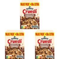 Een afbeelding van Quaker Cruesli chocolate value pack 3-pack