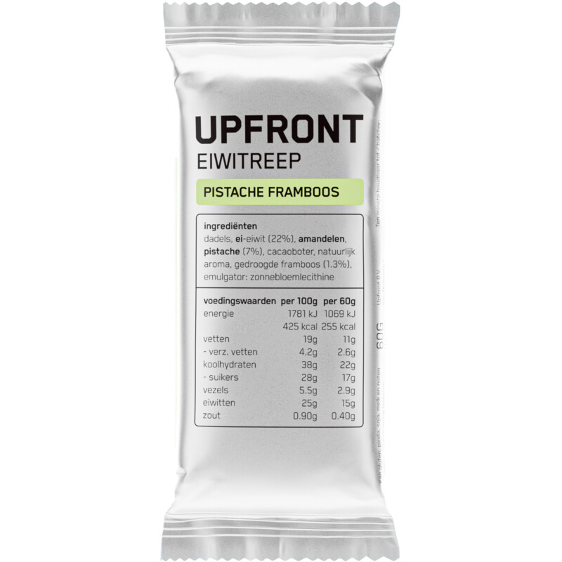 Een afbeelding van Upfront Eiwitreep pistache framboos