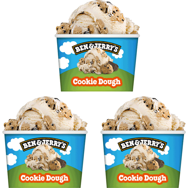 Een afbeelding van Ben & Jerry's Cookie Dough mini 3-pack