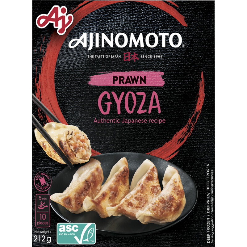 Een afbeelding van Ajinomoto Gyoza prawn & soy sauce