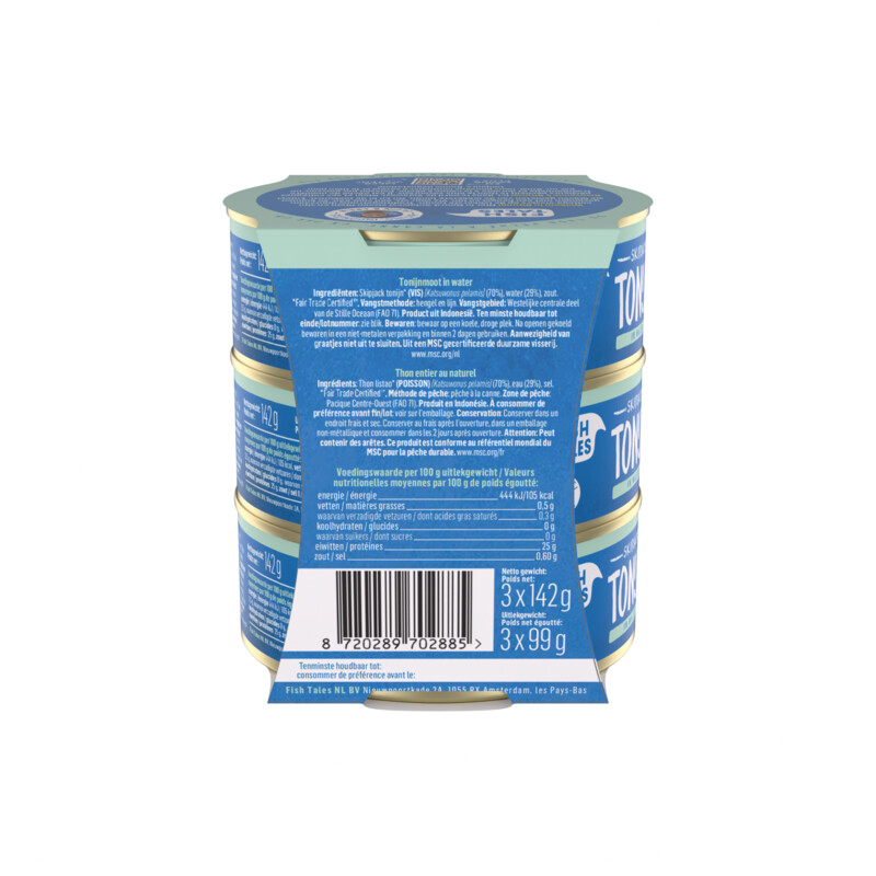 Een afbeelding van Fish Tales Skipjack tonijn in water 3-pack