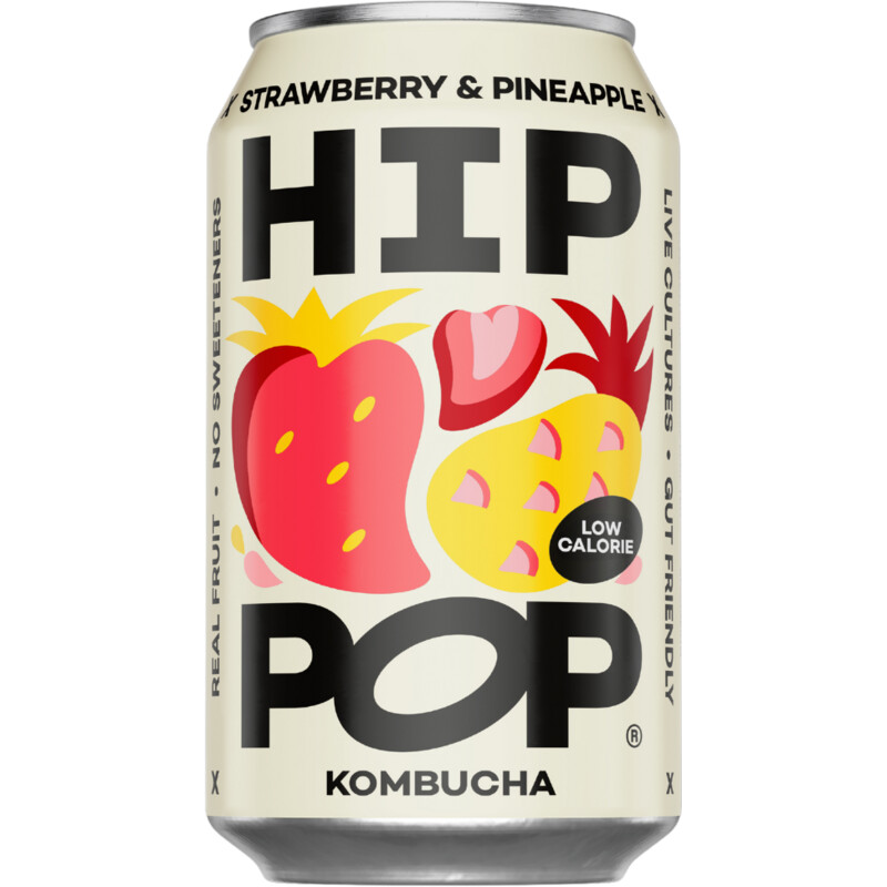 Een afbeelding van Hip Pop Kombucha strawberry & pineapple