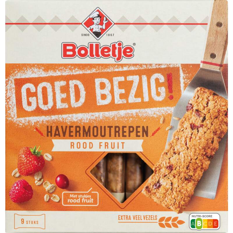 Een afbeelding van Bolletje Goed bezig havermoutrepen rood fruit