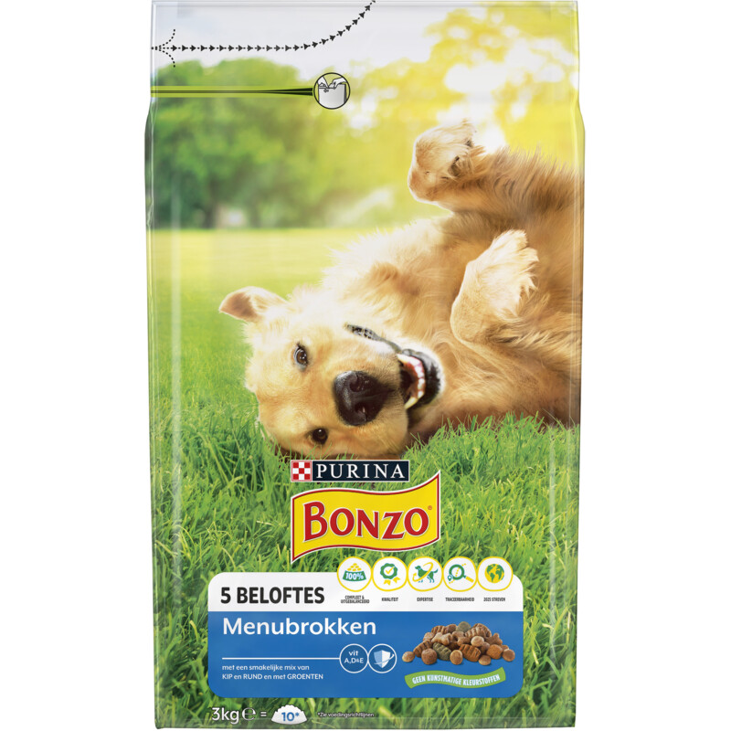 Een afbeelding van Bonzo Adult met vlees en groenten