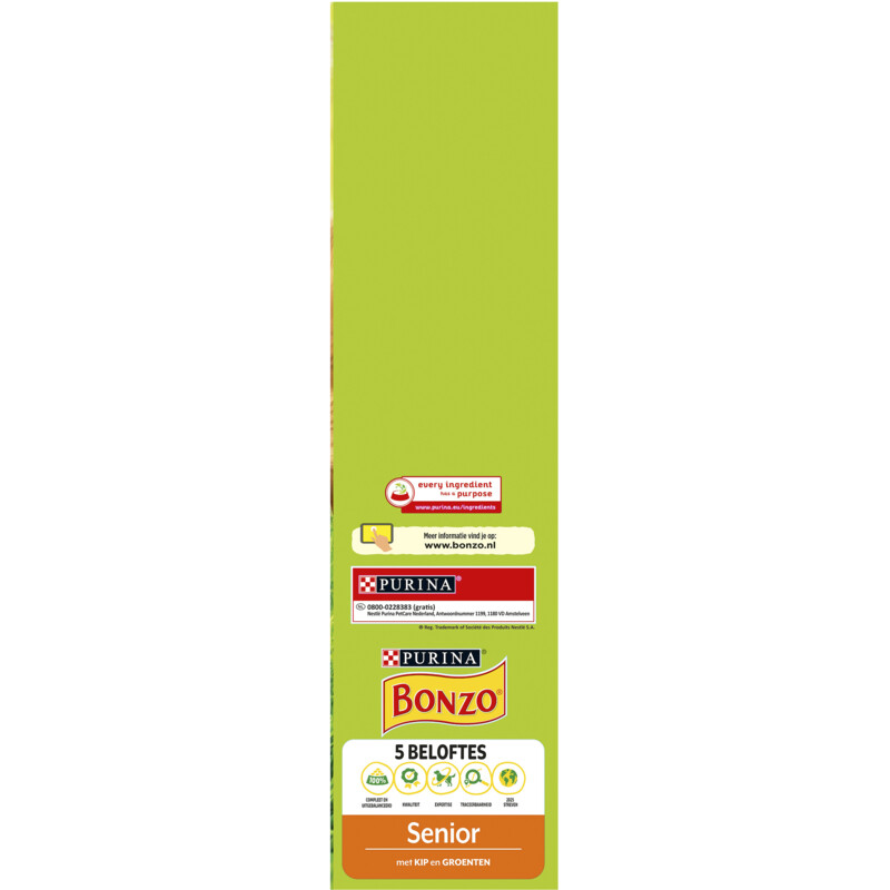 Een afbeelding van Bonzo Senior met kip en groenten