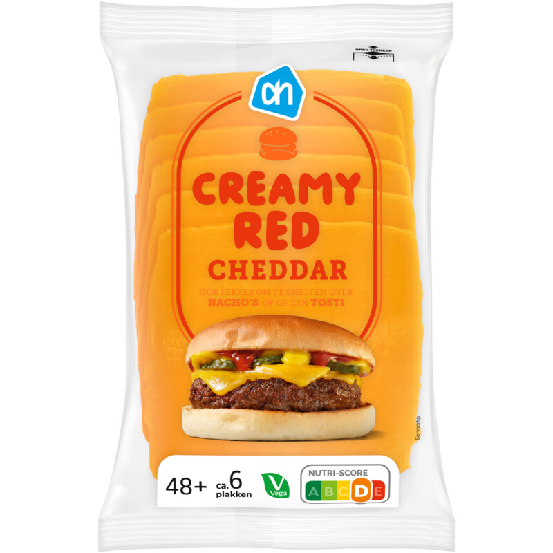 Een afbeelding van AH Creamy red cheddar 48+ plakken