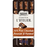 Een afbeelding van L'Atelier 70% Pure chocoladereep amandel & karamel