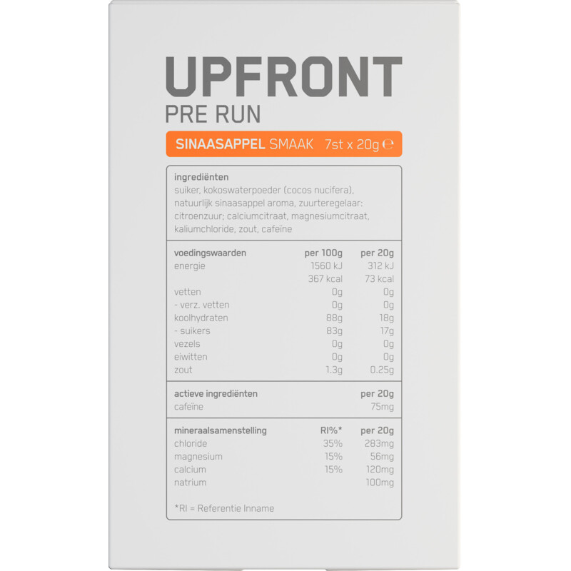 Een afbeelding van Upfront Pre run sinaasappel smaak