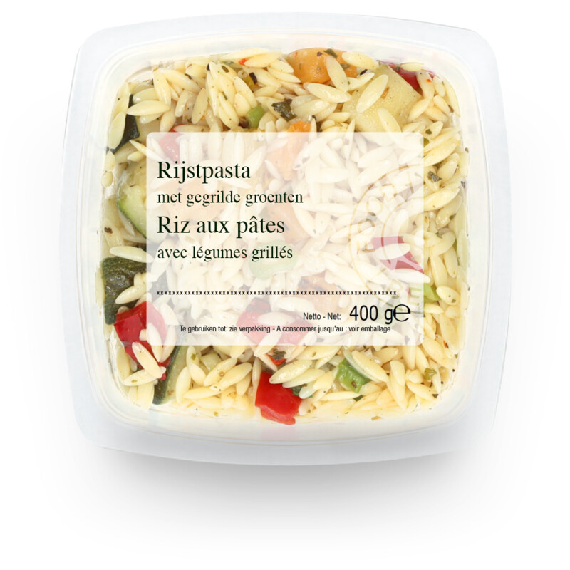 Een afbeelding van Rijstpasta met gegrilde groenten bel
