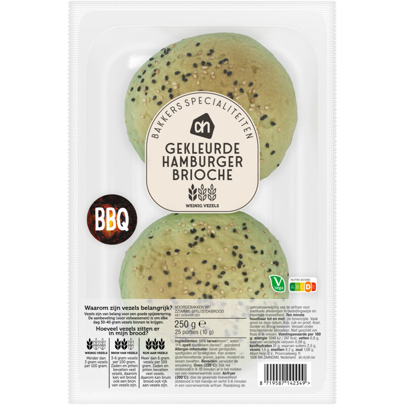 Een afbeelding van AH Gekleurde hamburger brioche groen