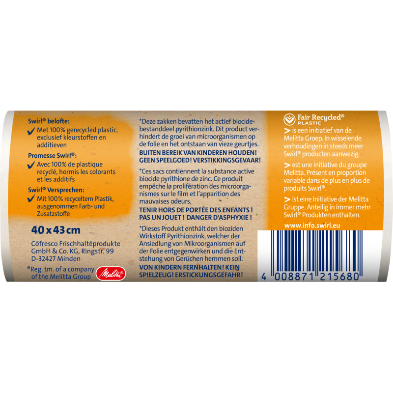 Een afbeelding van Swirl Vuilniszakken met handvatten 10L