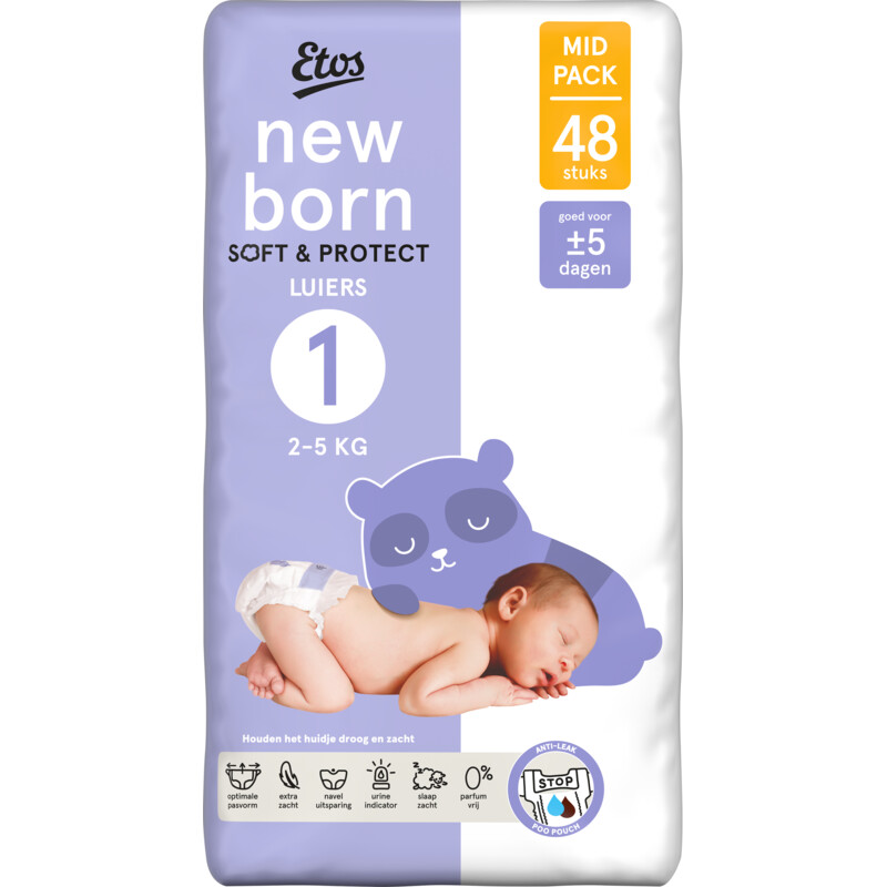 Een afbeelding van Etos New born soft & protect luiers maat 1