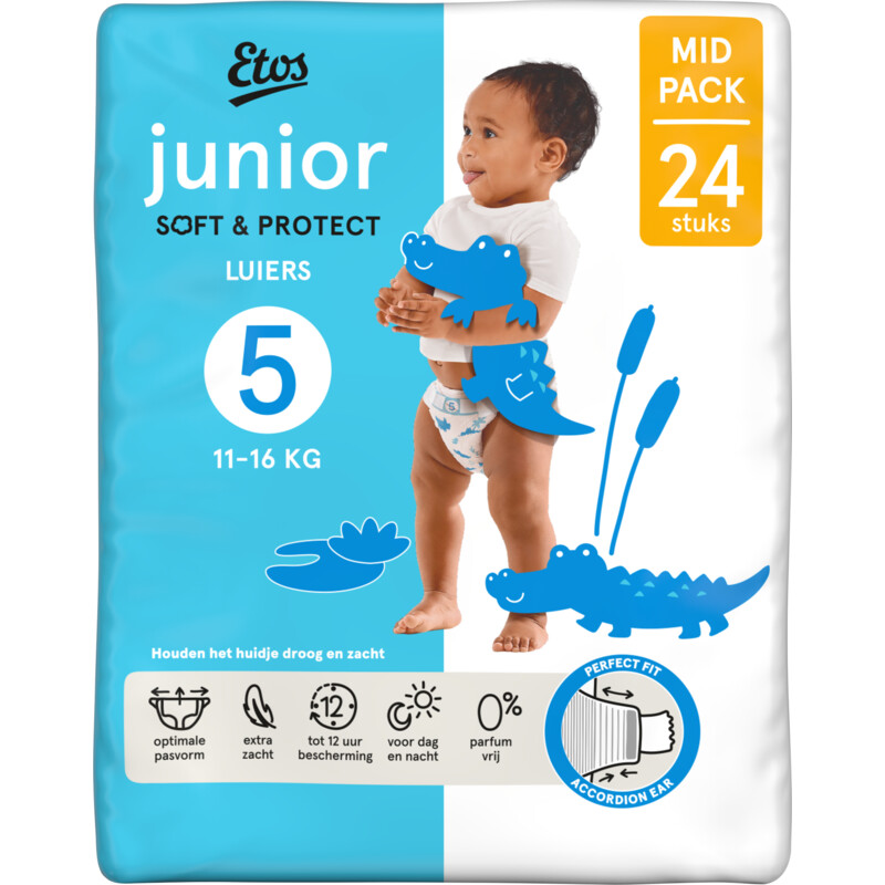 Een afbeelding van Etos Junior soft & protect luiers maat 5