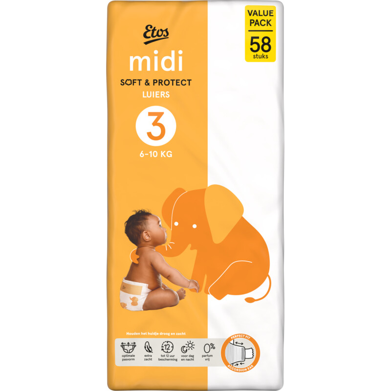 Een afbeelding van Etos Midi soft & protect luiers maat 3