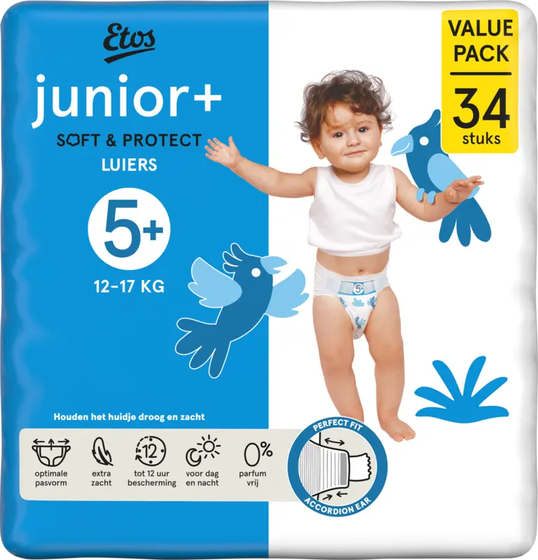 Junior+ soft & protect luiers maat 5+