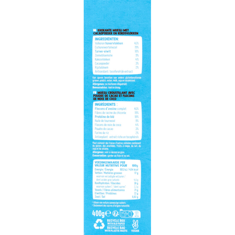Een afbeelding van Holie's Crunchy muesli protein coconut cacao