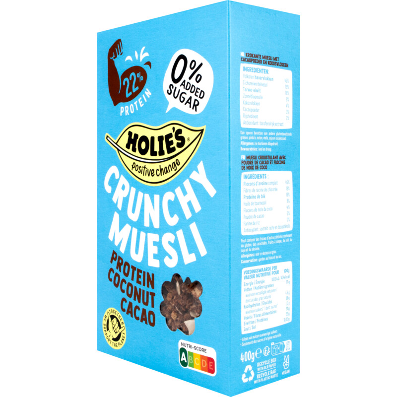 Een afbeelding van Holie's Crunchy muesli protein coconut cacao