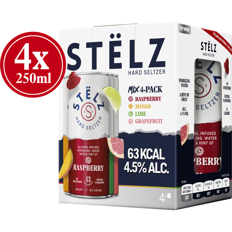 Een afbeelding van Stëlz Hard seltzer mix 4-pack