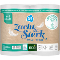 Een afbeelding van AH Eco Recycle toiletpapier 3-laags 4=6 rollen