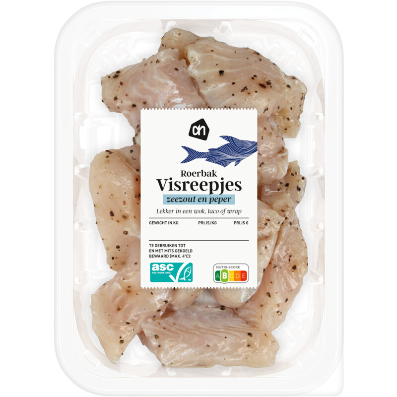 Een afbeelding van AH Roerbak visreepjes zeezout en peper