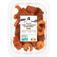 Een afbeelding van AH Roerbak zalm pangasius garnalen curry