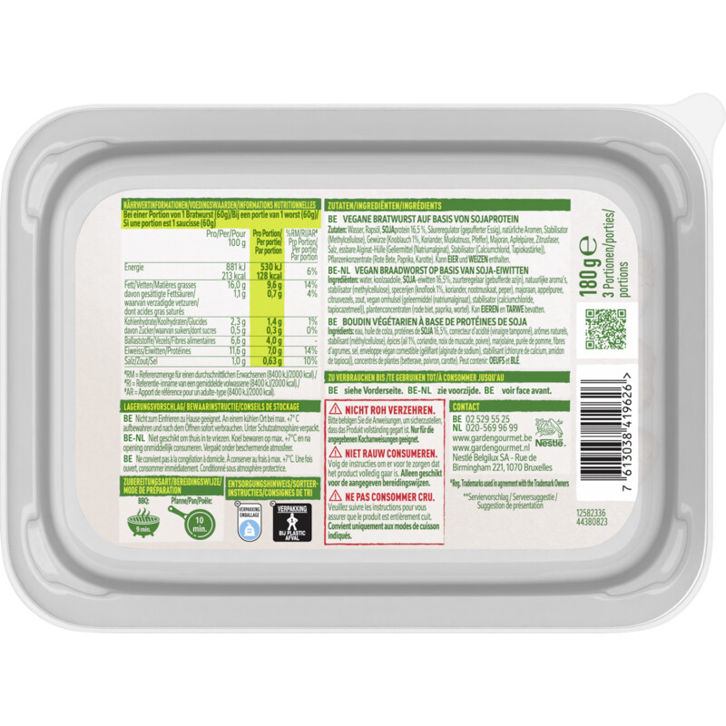 Een afbeelding van Garden Gourmet Sensational bratwurst