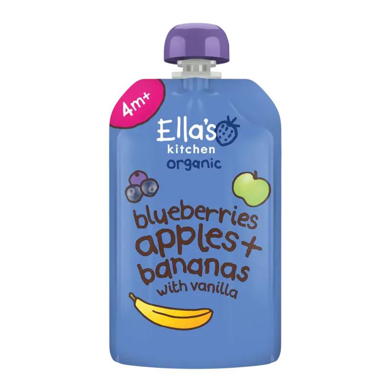 Blauwe bessen, appels, bananen 4+ biologisch