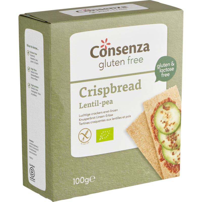 Een afbeelding van Consenza Cracker erwt linzen glutenvrij bio