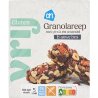 Een afbeelding van AH Glutenvrij Granolareep pinda en amandel blauwe bes