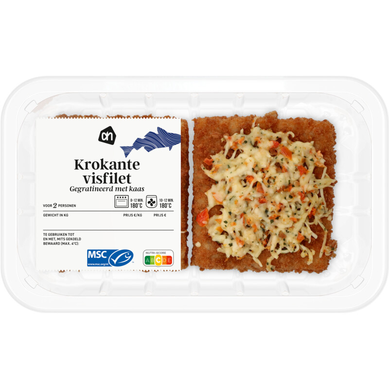 Een afbeelding van AH Krokante visfilet gegratineerd met kaas