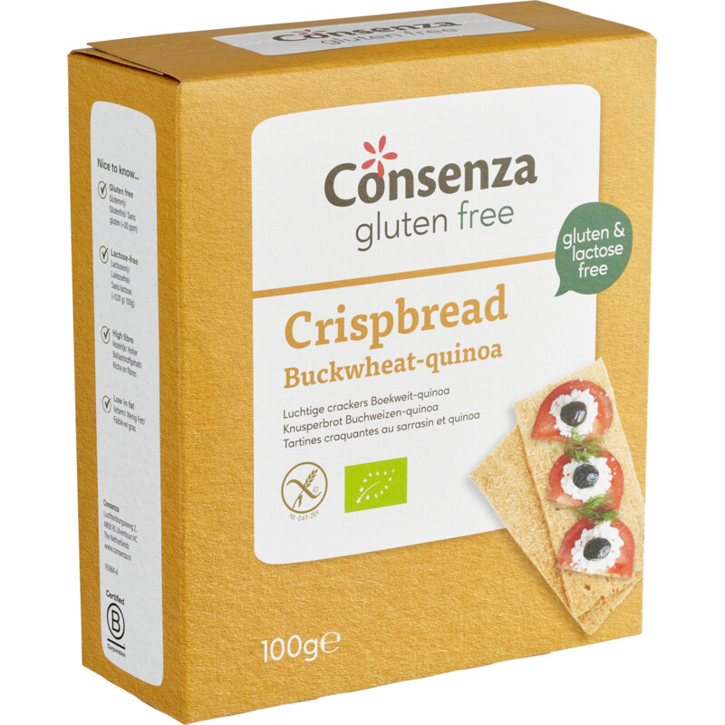 Een afbeelding van Consenza Cracker boekweit quinoa glutenvrij bio