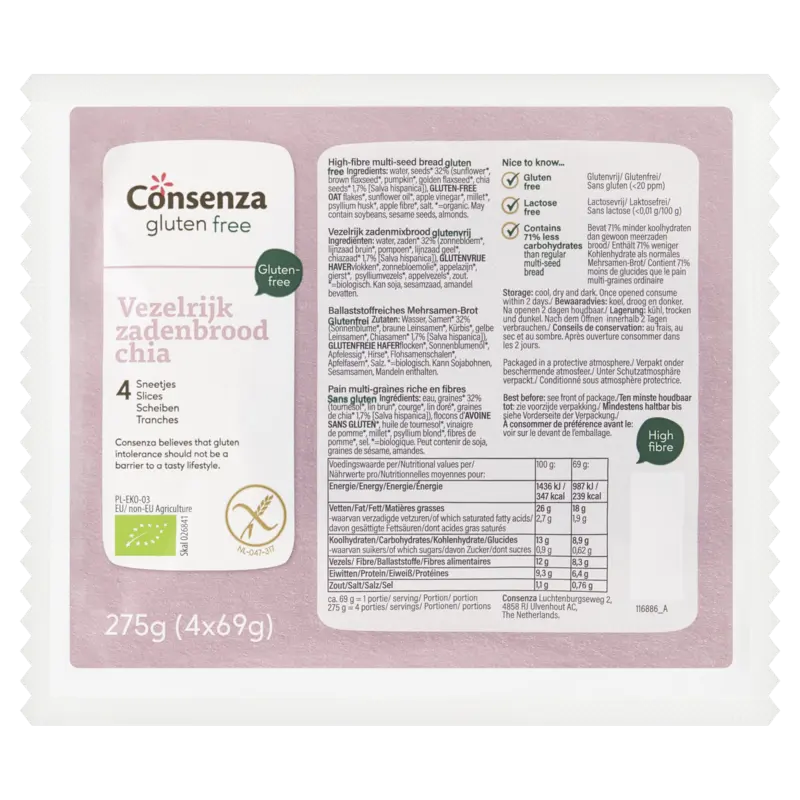 Consenza Vezelrijk zadenbrood chia glutenvrij bio