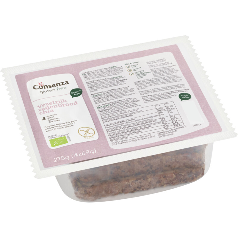 Een afbeelding van Consenza Vezelrijk zadenbrood chia glutenvrij bio