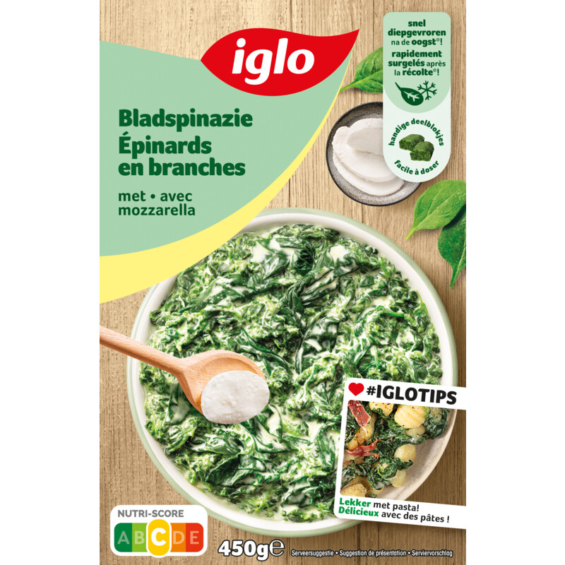 Een afbeelding van Iglo Bladspinazie mozzarella bel