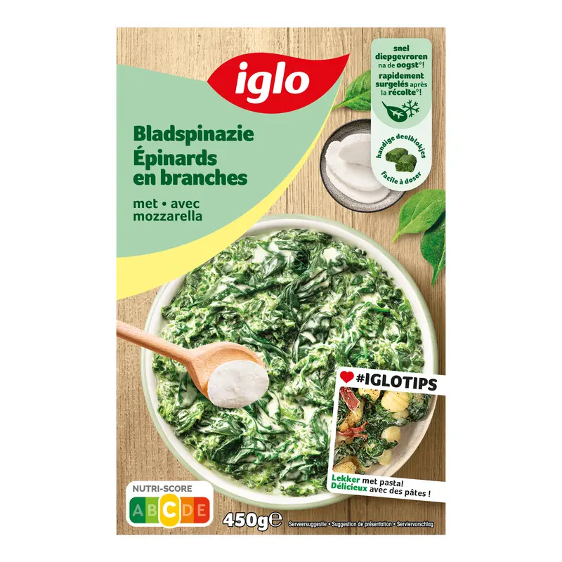 Iglo Bladspinazie mozzarella bel
