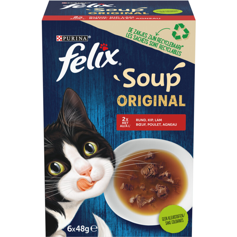 Een afbeelding van Felix Soup original met rund kip lam