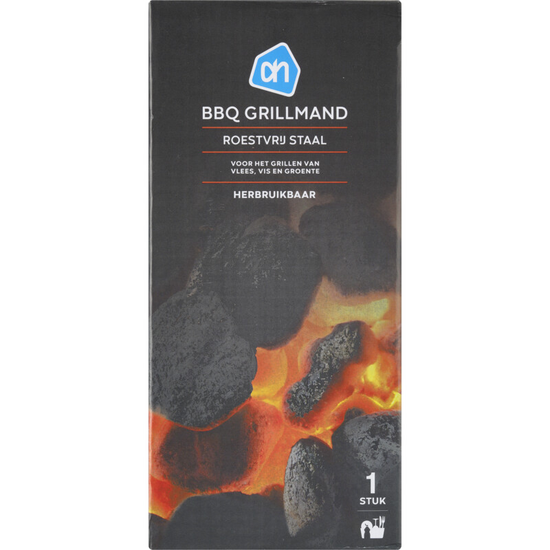 Een afbeelding van AH BBQ rollende grillmand RVS 9x20cm
