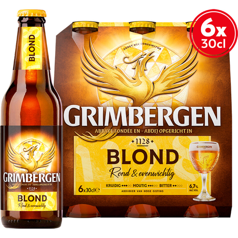 Een afbeelding van Grimbergen Blond fles 6x30cl