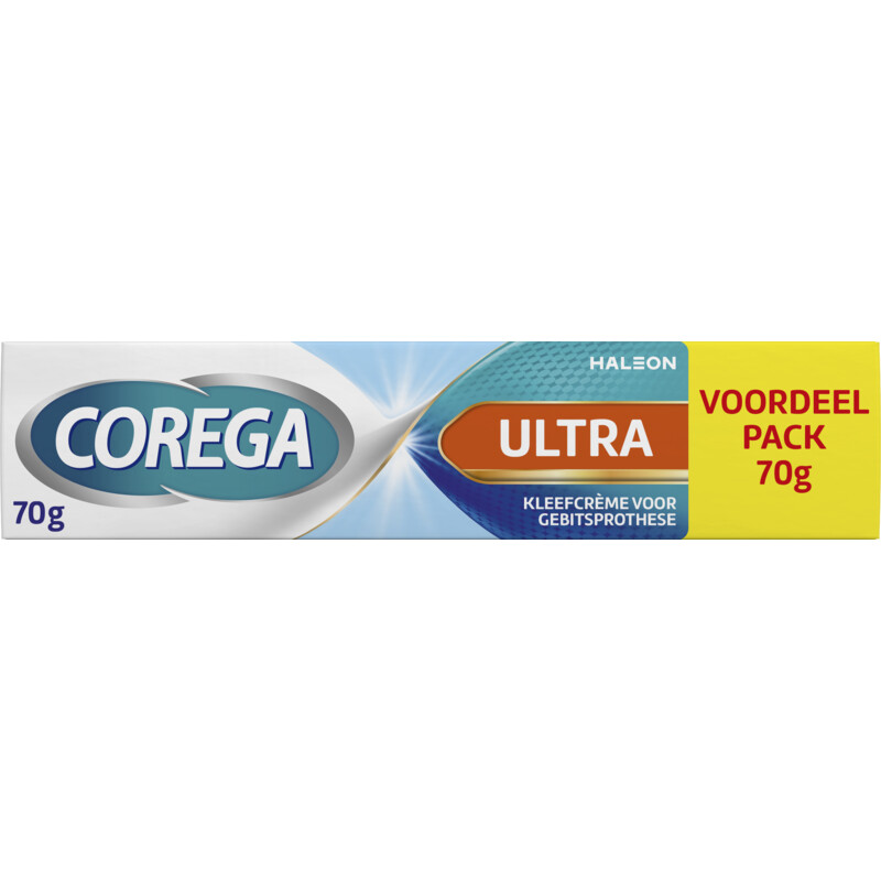 Een afbeelding van Corega Ultra kleefcrème gebitsprothese voordeel
