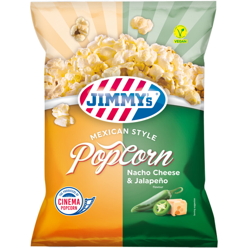 Een afbeelding van Jimmy's Popcorn nacho cheese & jalapeno