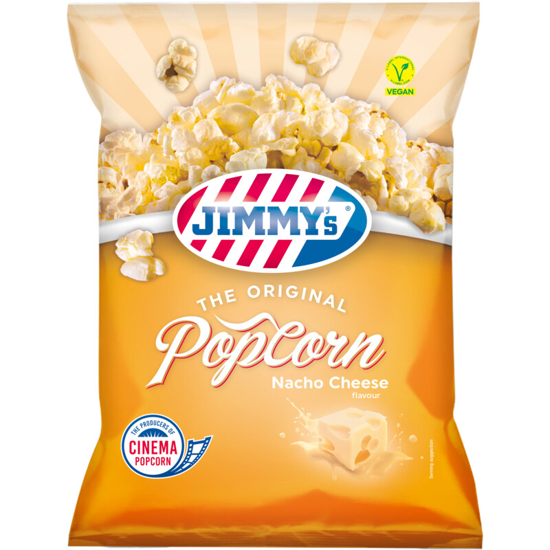 Een afbeelding van Jimmy's Popcorn nacho cheese