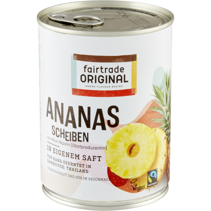 Een afbeelding van Fairtrade Original Ananas schijven op sap