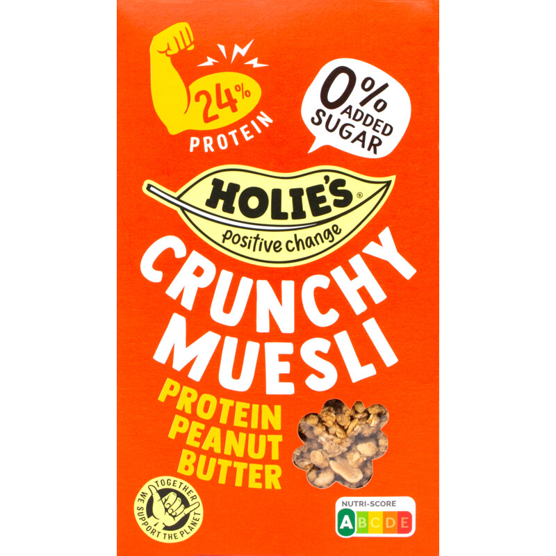 Een afbeelding van Holie's Crunchy muesli protein peanut butter