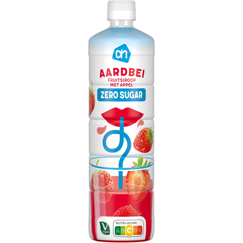 Een afbeelding van AH Siroop aardbei 0% suiker toegevoegd